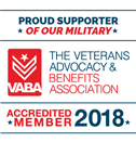 proud supporter of our military | VABA | the veterans advocacy & benefits association accredited member 2018